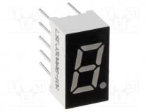 Display  LED, 7-segment, 8mm, green, 3.8mcd, cathode, Dim 13x7.5mm