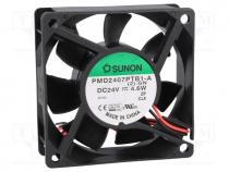 PMD2407PTB1A - Fan  DC, axial, 24VDC, 70x70x25mm, 83.25m3/h, 45dBA, ball bearing