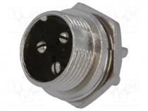 Av Adaptors - Socket, microphone, male, PIN 3, for panel mounting