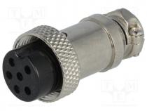 MIC326 - Plug, microphone, female, PIN 6, for cable, straight