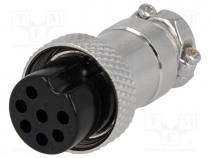 MIC327 - Plug, microphone, female, PIN 7, for cable, straight