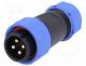 Waterproof connector - Plug, male, SP21, PIN 4, IP68, 7÷12mm, soldering, for cable, 500V