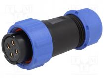 Plug, female, SP21, PIN 4, IP68, 7÷12mm, screw terminal, for cable