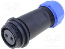 SP2111/S2 - Plug, female, SP21, PIN 2, IP68, 7....12mm, soldering, for cable, 500V