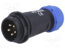 SP2111/P5 - Plug, male, SP21, PIN 5, IP68, 7÷12mm, soldering, for cable, 500V