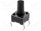 Tact Switch - Microswitch, 1-position, SPST-NO, 0.05A/12VDC, THT, 1N, 6x6mm