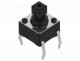 TACTS-67R-F - Microswitch, 1-position, SPST-NO, 0.05A/12VDC, THT, 2.5N, 6x6mm