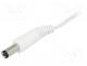 Cable, wires, DC 5,5/2,1 plug, straight, 0.5mm2, white, 1.5m