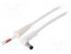 Cable, wires, DC 5,5/2,1 plug, angled, 1mm2, white, 1.5m, -20÷70C