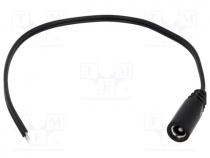 DC.CAB.2400.0020 - Cable, wires, DC 5,5/2,5 socket, straight, 0.5mm2, black, 0.2m