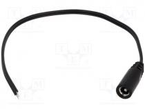 DC.CAB.2400.0300 - Cable, wires, DC 5,5/2,5 socket, straight, 0.5mm2, black, 3m