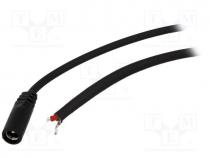 Cable, wires, DC 5,5/2,5 socket, straight, 1mm2, black, 1.5m