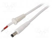 DC.CAB.2710.0150 - Cable, wires, DC 5,5/2,5 plug, straight, 1mm2, white, 1.5m