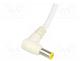 Cable, wires, DC 5,5/3,0CP plug, angled, 1mm2, white, 1.5m
