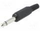 Plug, Jack 6,3mm, male, mono, with strain relief, ways 2, straight