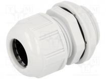 Cable Gland - Cable gland, PG21, IP68, Mat  polyamide, light grey, UL94V-2