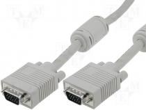 AK-310103-018-E - Cable, D-Sub 15pin HD plug, both sides, grey, 1.8m