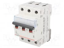 Overcurrent breaker, 400VAC, Inom 6A, Poles no 3, Mounting  DIN