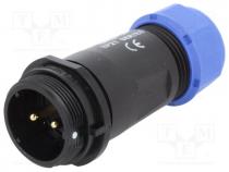 Waterproof connector - Plug, male, SP21, PIN 2, IP68, 4.5÷7mm, soldering, for cable, 500V