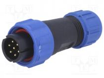 Waterproof connector - Plug, male, SP13, PIN 7, IP68, 4÷6.5mm, 5A, soldering, for cable