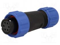 Waterproof connector - Plug, female, SP13, PIN 6, IP68, 4÷6.5mm, 5A, soldering, for cable