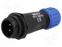 Waterproof connector - Plug, male, SP13, PIN 2, IP68, 4÷6.5mm, 13A, soldering, for cable