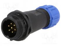 Waterproof connector - Plug, male, SP13, PIN 7, IP68, 4÷6.5mm, 5A, soldering, for cable