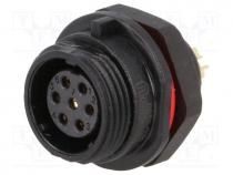 Socket, female, SP13, PIN 7, IP68, 5A, soldering, 125V, 0.75mm2