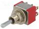 7205SYZQE - Switch  toggle, 1-position, DP3T, (ON)-OFF-(ON), 2A/250VAC