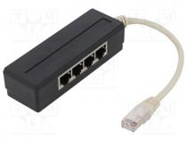 LOG-MP0032 - Splitter, splitter, RJ45 plug, RJ45 socket x4, Colour  black