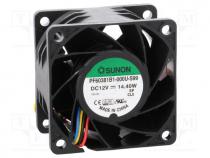 PF60381B1-S99 - Fan  DC, axial, 12VDC, 60x60x38mm, 102.96m3/h, 61.2dBA, 54.08mmH2O