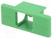 Fuse holder - Cover, -30÷85°C, Mat  thermoplastic, UL94V-0, Colour  green