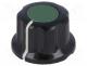 Knob, with flange, bakelite, Shaft d 6.35mm, Ø16.5x11mm, green