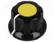 G19-YL - Knob, with flange, bakelite, Shaft d 6.35mm, Ø16.5x11mm, yellow