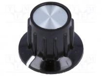   - Knob, with flange, bakelite, Shaft d 6.35mm, Ø14.8x15mm, silver