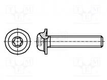 B4X8/BN5128 - Screw, with flange, M4x8, Head  button, Torx, steel, zinc, TX20