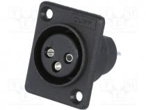 CP3001 - Socket, XLR, female, PIN 3, for panel mounting, screw, soldering