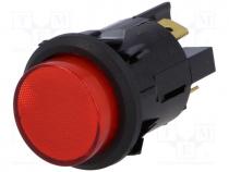 Button - Switch  push-button, Positions  2, DPST-NO, 16A/250VAC, 16A/28VDC