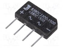 Single phase rectifier bridge, Urmax 800V, If 1.5A, Ifsm 50A