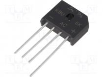 Bridge Rectifiers - Single-phase bridge rectifier, Urmax  800V, If  6A, Ifsm  175A, KBU