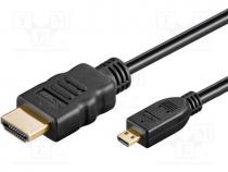 HDMI cable - Cable, HDMI 1.4, HDMI micro plug, HDMI plug, 1.5m, black