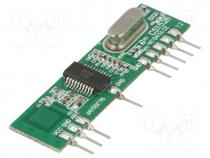 RCRX3-434 - Module  RF, AM receiver, ASK, OOK, 433.92MHz, -108dBm, 2.2÷5.2VDC