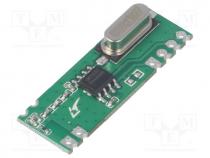 RFM210LCF-433S1 - Module  RF, AM receiver, ASK, OOK, 433.92MHz, -114dBm, 1.8÷3.6VDC