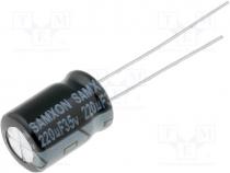 KM220/35 - Capacitor  electrolytic, THT, 220uF, 35VDC, Ø8x12mm, Pitch 3.5mm