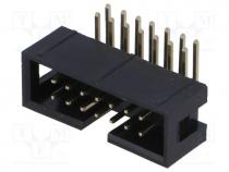 T821-1-14-R1 - Socket, IDC, male, PIN 14, angled 90, THT, gold plated, 2.54mm