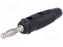 BC-025/B - Plug, 4mm banana, 10A, 60VDC, black, with transversal socket