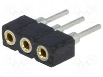 DS1002-02-1X03BT1F - Socket, pin strips, female, PIN 3, turned contacts, low profile