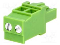 Pluggable terminal block, 5.08mm, ways 2, angled 90, plug, 300V