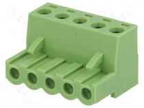 Pluggable terminal block, 5mm, ways 5, straight, plug, female