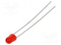 LTL-4221N - LED, 3mm, red, 2.5....50mcd, 60, Front  convex, Pitch  2.54mm